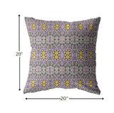 18” Purple Yellow Geofloral Indoor Outdoor Throw Pillow