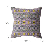 18” Purple Yellow Geofloral Indoor Outdoor Throw Pillow