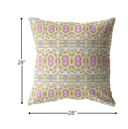 18” Yellow Lavender Geofloral Indoor Outdoor Throw Pillow