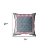 18" Pink Blue Nest Ornate Frame Indoor Outdoor Throw Pillow