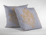 16” Gold Gray Hamsa Indoor Outdoor Throw Pillow