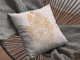 16” Gold White Hamsa Indoor Outdoor Throw Pillow