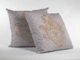 16” Gold White Hamsa Indoor Outdoor Throw Pillow