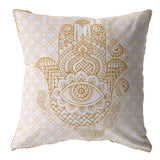 18” Gold White Hamsa Indoor Outdoor Throw Pillow