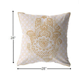 18” Gold White Hamsa Indoor Outdoor Throw Pillow