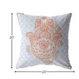 18” Blue Orange Hamsa Indoor Outdoor Throw Pillow