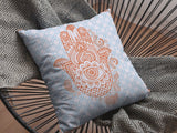 18” Blue Orange Hamsa Indoor Outdoor Throw Pillow