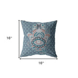 16” Slate Blue Hamsa Indoor Outdoor Throw Pillow