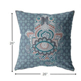 18” Slate Blue Hamsa Indoor Outdoor Throw Pillow