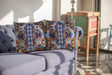 16" Orange Blue Boho Indoor Outdoor Throw Pillow