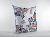 18” Pink White Butterfly Indoor Outdoor Throw Pillow