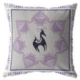 16” Gray Purple Horse Indoor Outdoor Throw Pillow