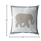 18” Gold White Elephant Indoor Outdoor Throw Pillow