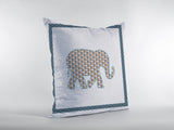 18” Gold White Elephant Indoor Outdoor Throw Pillow