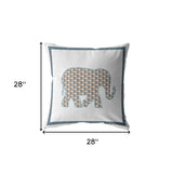 18” Gold White Elephant Indoor Outdoor Throw Pillow