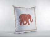 18” Orange White Elephant Indoor Outdoor Throw Pillow