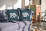 16” Spruce Blue Elephant Indoor Outdoor Throw Pillow