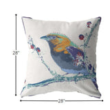 18” Blue White Robin Indoor Outdoor Throw Pillow