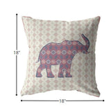 18" Magenta Elephant Indoor Outdoor Throw Pillow