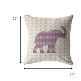 18" Magenta Elephant Indoor Outdoor Throw Pillow