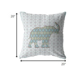 18" Blue Elephant Indoor Outdoor Throw Pillow