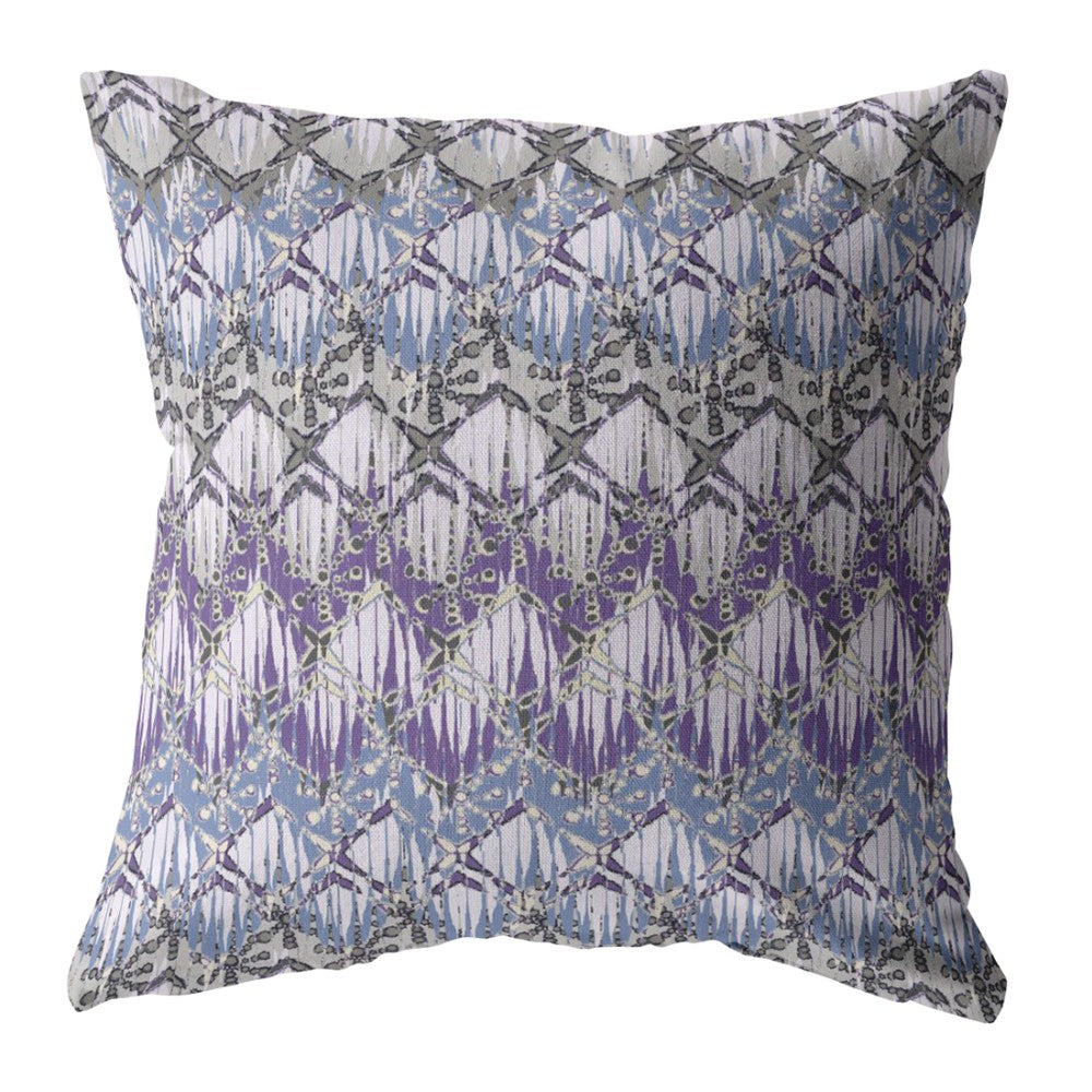 16” Purple Gray Hatch Indoor Outdoor Throw Pillow