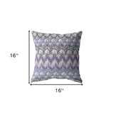 16” Purple Gray Hatch Indoor Outdoor Throw Pillow