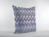 18” Purple Gray Hatch Indoor Outdoor Throw Pillow