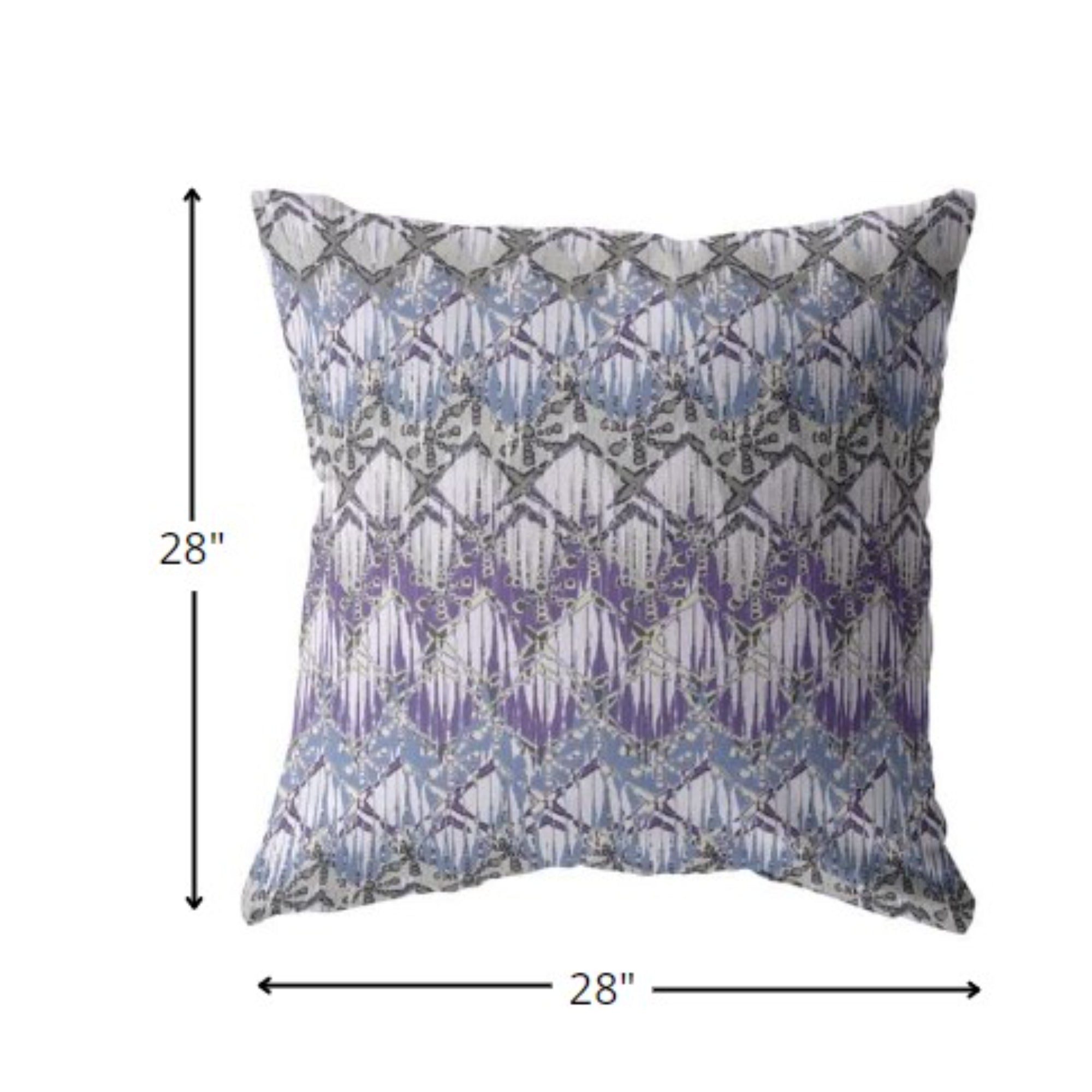 18” Purple Gray Hatch Indoor Outdoor Throw Pillow