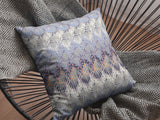 18” Blue Gray Hatch Indoor Outdoor Throw Pillow