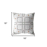 16” White Floral Indoor Outdoor Throw Pillow