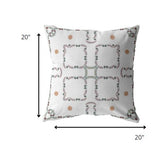 18” White Floral Indoor Outdoor Throw Pillow