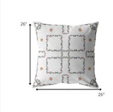 18” White Floral Indoor Outdoor Throw Pillow