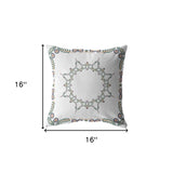 16" X 16" White Blown Seam Geometric Indoor Outdoor Throw Pillow