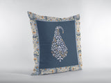 16” Orange Navy Paisley Indoor Outdoor Throw Pillow