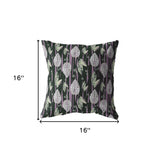 16” Black Purple Fall Leaves Indoor Outdoor Throw Pillow