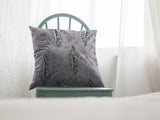 18” Gray Purple Tropical Leaf Indoor Outdoor Throw Pillow