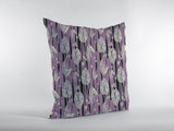 16” Lavender Black Fall Leaves Indoor Outdoor Throw Pillow