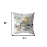 18" Light Green Sparrow Indoor Outdoor Zippered Throw Pillow