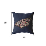 18" Denim Blue Butterfly Indoor Outdoor Zippered Throw Pillow