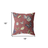 20" Copper Rose Butterflies Indoor Outdoor Zippered Throw Pillow