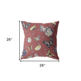 20" Copper Rose Butterflies Indoor Outdoor Zippered Throw Pillow