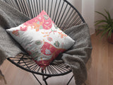 18" Red White Garden Indoor Outdoor Zippered Throw Pillow