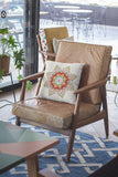 16" Orange Green Mandala Indoor Outdoor Zip Throw Pillow