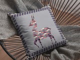 16" Purple Cream Boho Deer Indoor Outdoor Zippered Throw Pillow