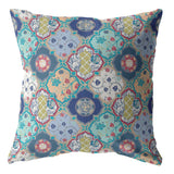 18” Blue Peach Trellis Indoor Outdoor Zippered Throw Pillow