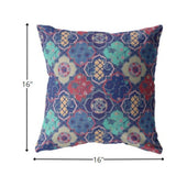 16” Navy Red Trellis Indoor Outdoor Zippered Throw Pillow