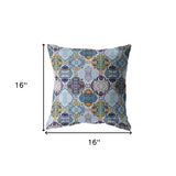 16” Orange Blue Trellis Indoor Outdoor Zippered Throw Pillow