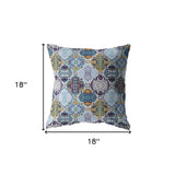 18” Orange Blue Trellis Indoor Outdoor Zippered Throw Pillow