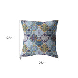 18” Orange Blue Trellis Indoor Outdoor Zippered Throw Pillow